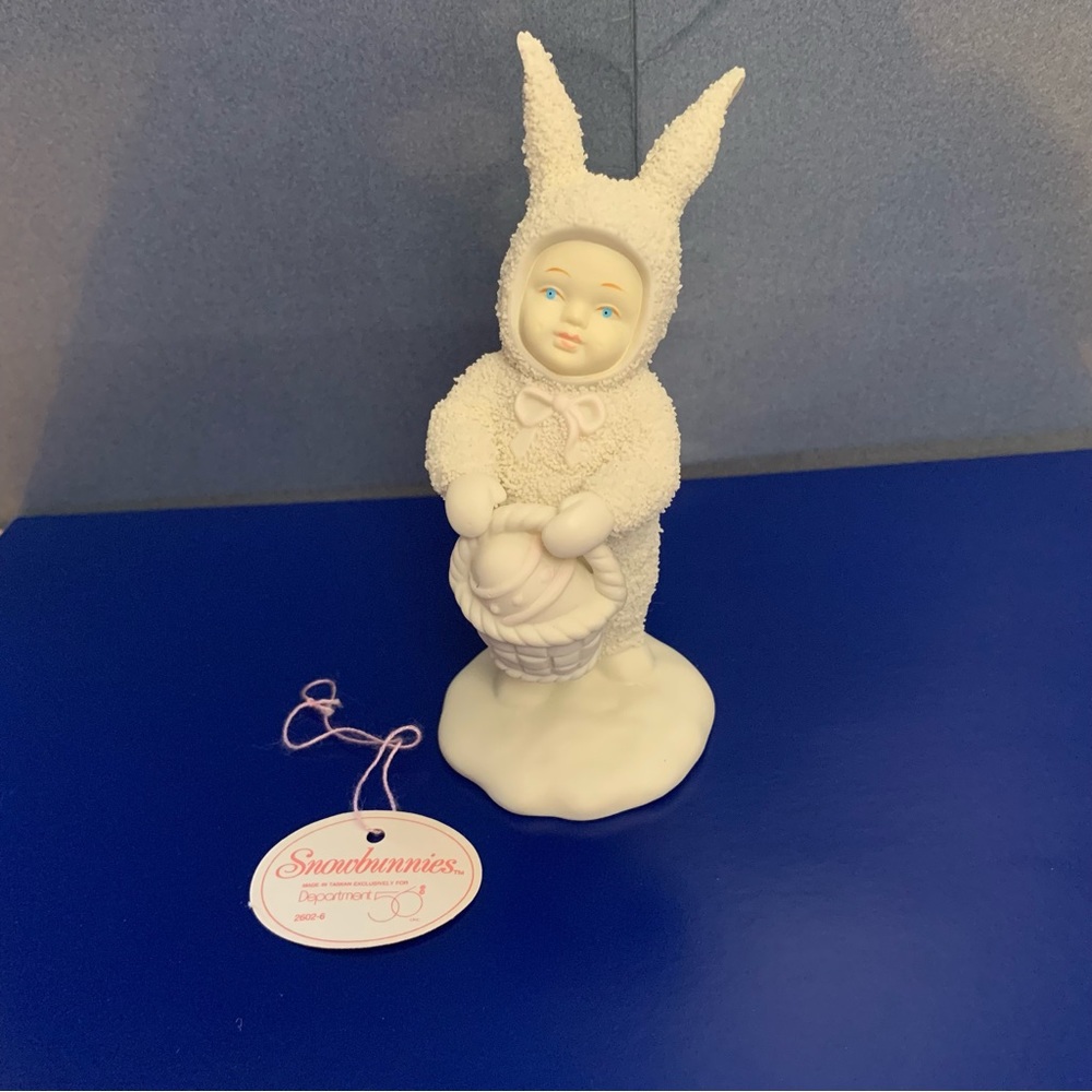 Snowbunnies "A Tisket, A Tasket"  Dept. 56, Collectible,  Porcelain, Springtime